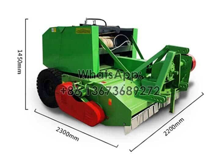 overall size of round straw crusher and baler