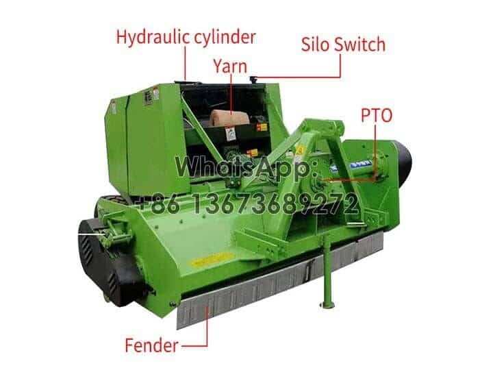structure of round hay cutter and baler