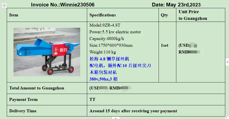 Hay cutting machine pi