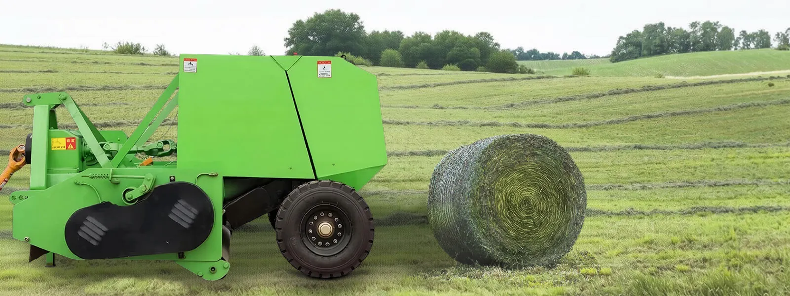 hay cutter and baler for round bales